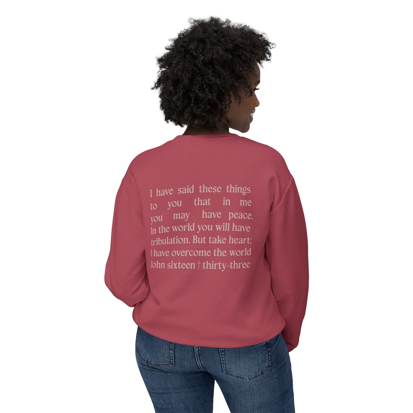 Take Heart - John 16:33 - Comfort Colors Crew Neck Sweatshirt