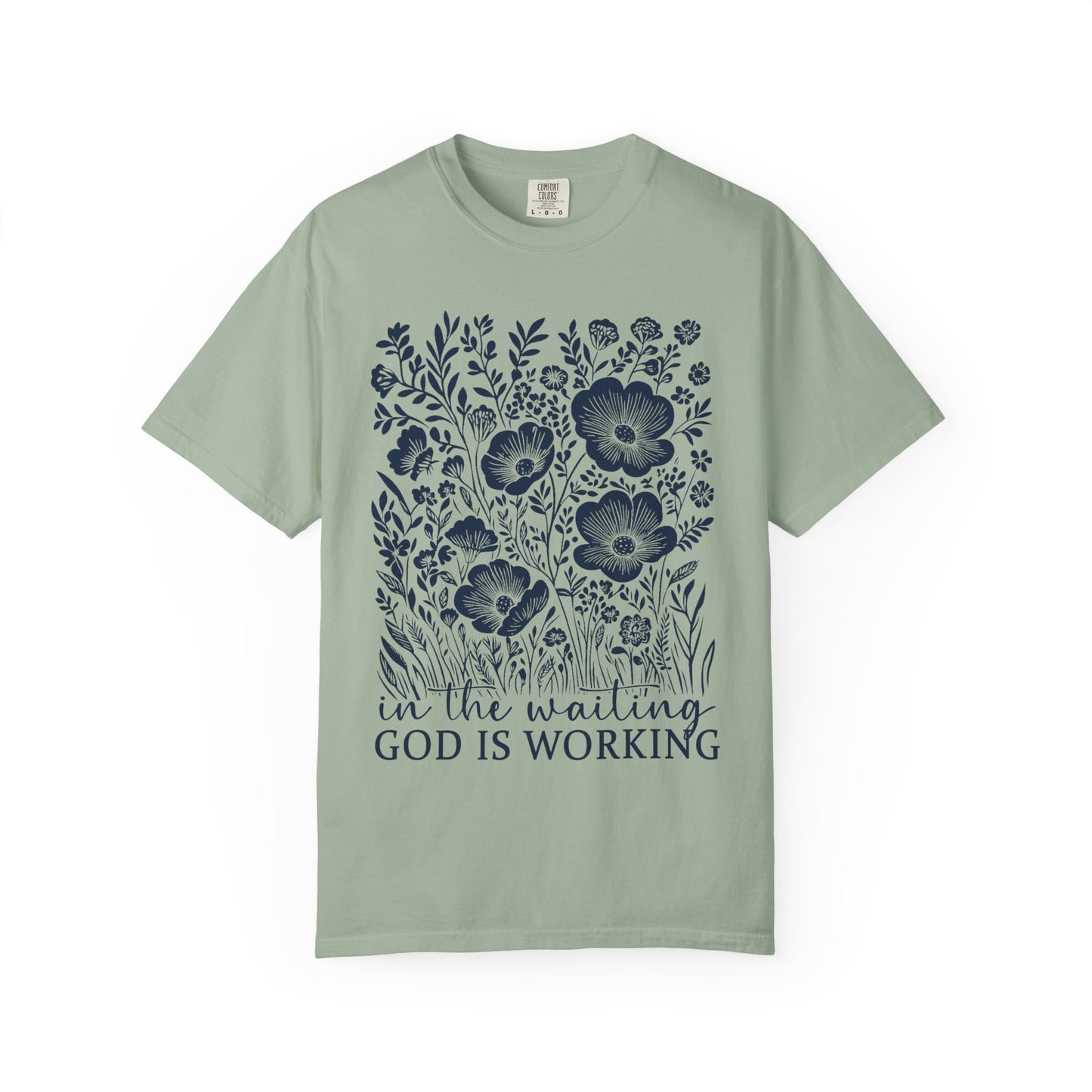 Faith Floral T-Shirt — "In the Waiting God Is Working" Inspirational Tee