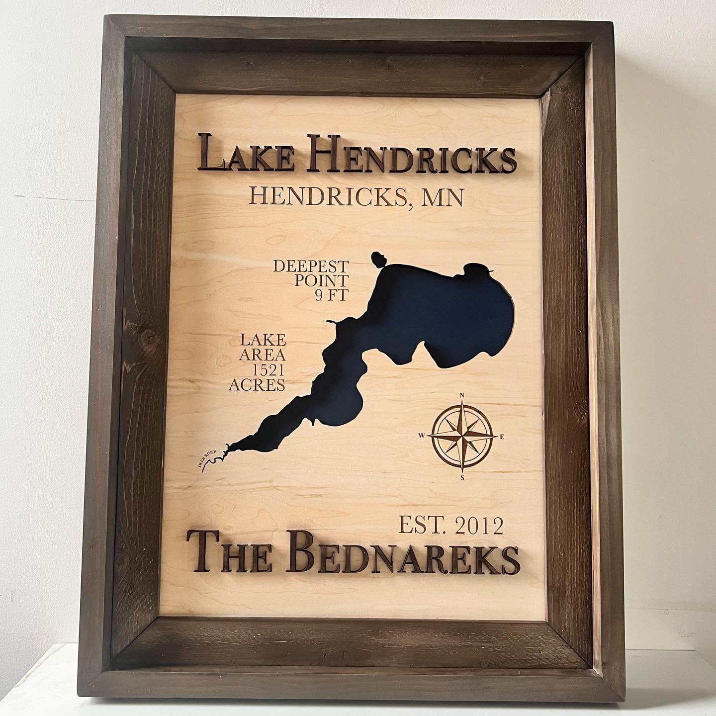 Framed Lake Map Sign